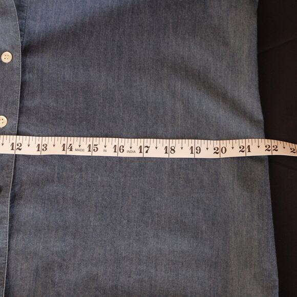 VTG Karen Scott sport Denim Red, White & Blue Bedazzled SS Button Up sz M - Picture 8 of 8